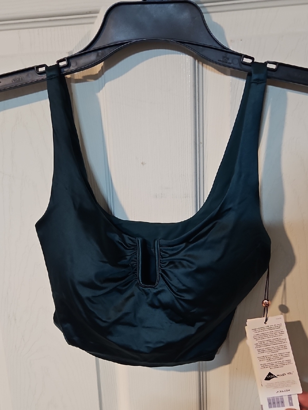 CALIA Women's U-Bar Long Line Bikini Swim Top:SEA GREEN SHINE: NEW WITH TAGS: XS